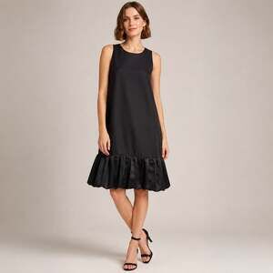 Anthropologie LEIFSDOTTIR SZ 8 Black Sleeveless Dress With Pleated Bubble Hem